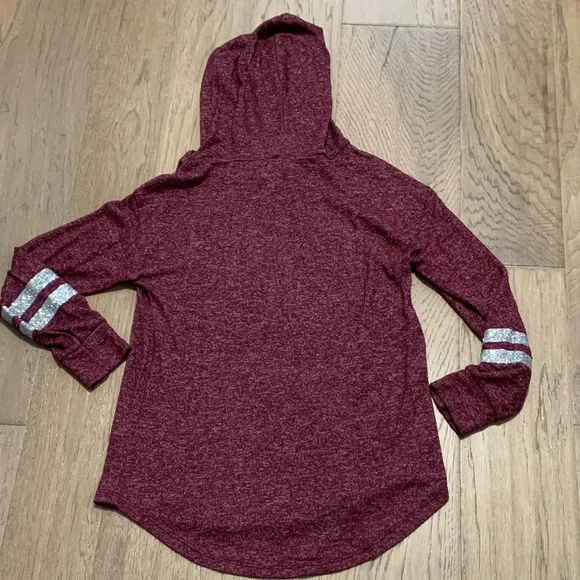 Justice Maroon Hooded Sweatshirt with Silver Glitter Logo Size 8 - Picture 3 of 3